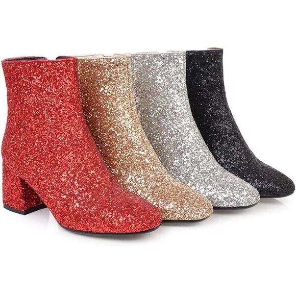 NWT Wool + Pepper Co. Glitter Heeled Booties - Picture 1 of 11